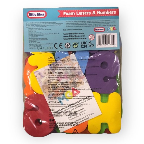 Little Tikes Foam Letters and Numbers Bath time includes 26 letters & 10 numbers - Picture 2 of 2